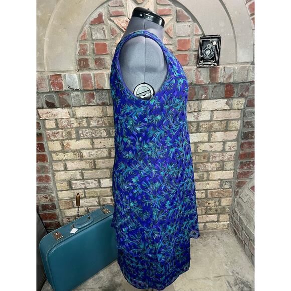 illusion dress tank tiered flutter front jacket purple blue green - Picture 11 of 16